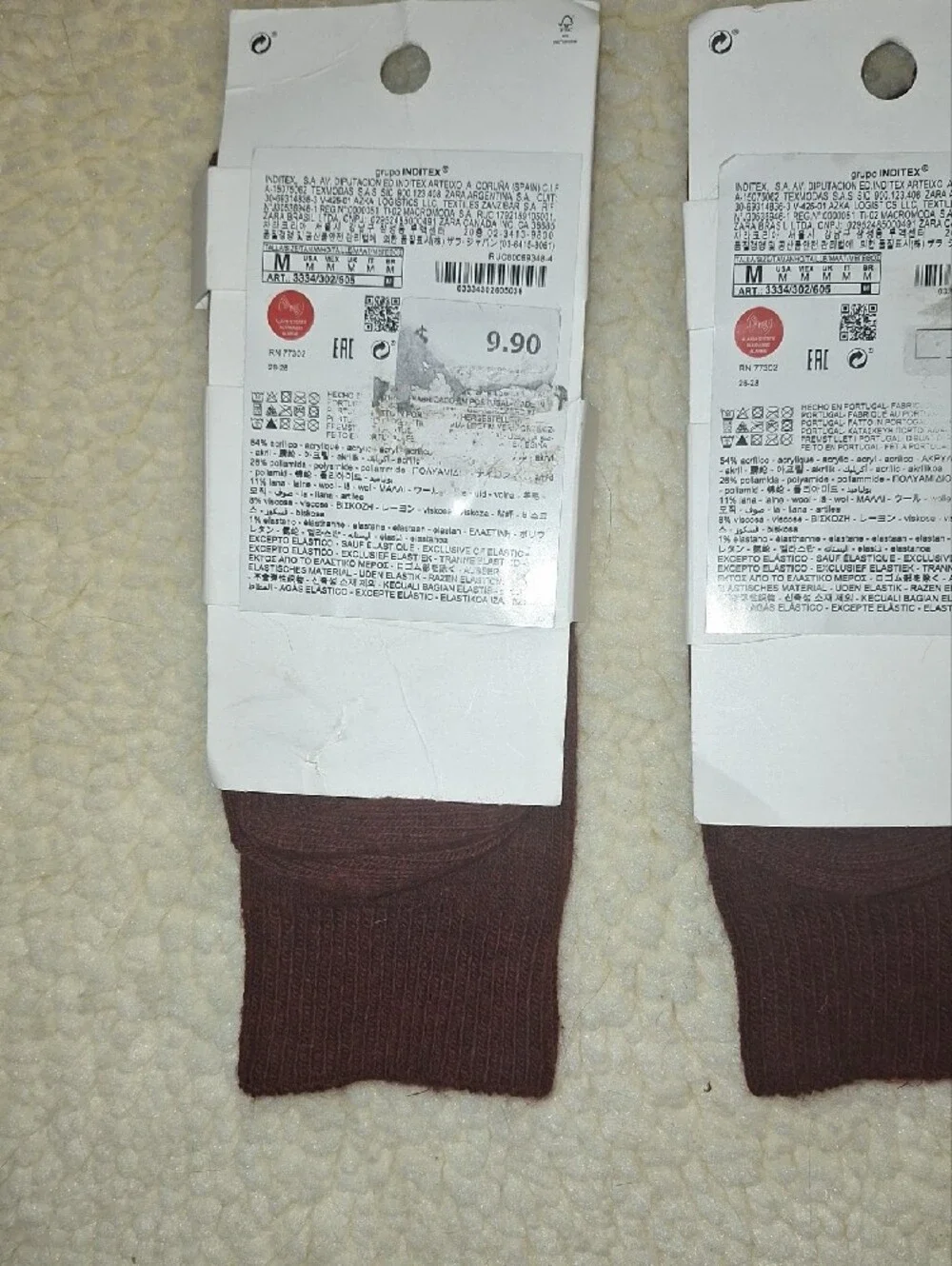 ZARA Women's Crew Socks - Dark RED & Camel (3 Pack)